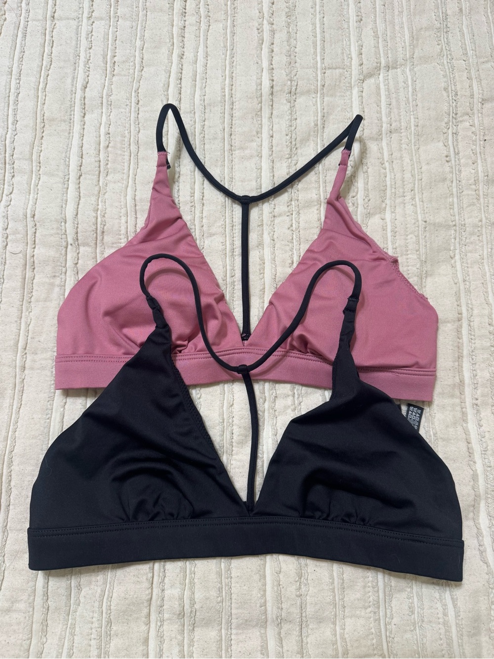 Victoria's Secret Pink and Black T-Back Triangle Sports Bras (2-Pack)